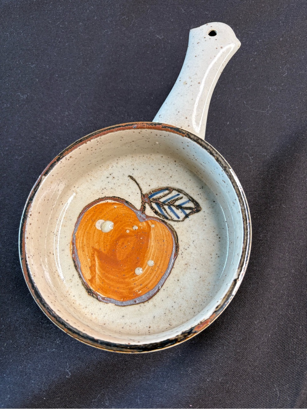 VTG Hand Painted Japanese Stoneware Dish Soup Sauce Bowl with handle Fruit
